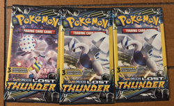 Pokemon TCG Sun & Moon Lost Thunder 3 Booster Packs Set 3 Cards Each Pack - Image 1