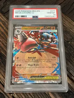 2025 POKEMON MEG EN-MEGA EVOLUTION #077 MEGA LUCARIO EX PSA 10 - Image 1