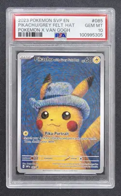 2023 Pikachu Grey Felt Hat Pokemon x Van Gogh SVP 085 PSA 10 - Image 1