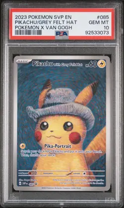 2023 POKEMON SVP POKEMON X VAN GOGH #085 PIKACHU WITH GREY FELT HAT PSA 10 - Image 1