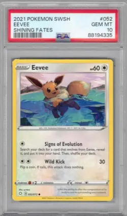 2021 Pokemon SWSH Shining Fates, #052, Eevee, PSA 10, Gem Mint - Image 1