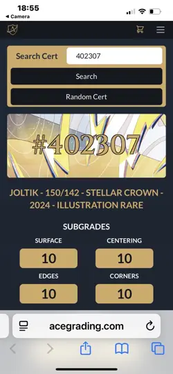 Pokemon TCG Card PRISTINE 10 Joltik 150/142 Stellar Crown Illustration Rare - Image 2