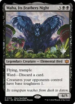 Maha, Its Feathers Night x1 Bloomburrow Promo Pack MTG Magic the Gathering Black - Image 1