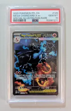 2025 Pokemon PFL EN Mega Charizard X ex Special Illustration Rare PSA 10 125/094 - Image 1
