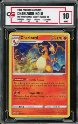 2020 Pokemon Vivid Voltage 025/185 CRACKED ICE HOLO Charizard ~ CG 10 MINT - Image 1