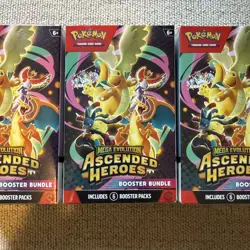 X3 Pokemon TCG: Mega Evolution Ascended Heroes Booster Bundle New Sealed x3 - Image 3