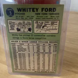 Topps 1967 #5 Whitey Ford New York Yankees MLB Baseball Card - Image 2