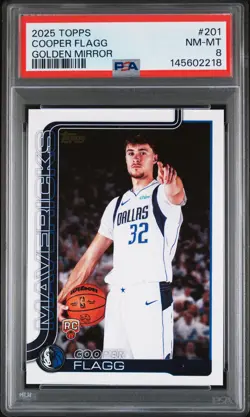 2025 Topps #201 Cooper Flagg Golden Mirror Rookie Card RC SP PSA 8 NM-MT - Image 1