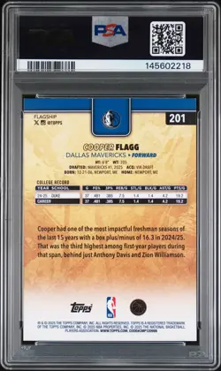 2025 Topps #201 Cooper Flagg Golden Mirror Rookie Card RC SP PSA 8 NM-MT - Image 2