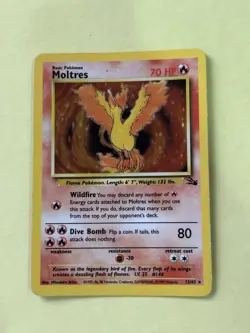 Pokemon TCG Moltres Holo Rare Card 12/62 Fossil Set 1999 Vintage - Image 1