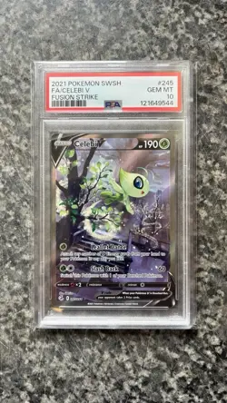 Pokemon TCG Celebi v Fusion Strike Holo PSA 10 Gem Mint Card 245/264 - Image 1
