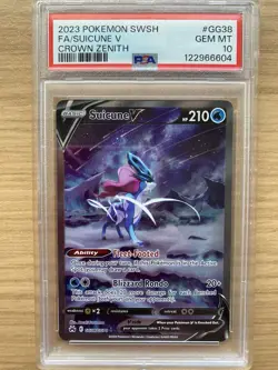 Pokemon TCG Suicune V GG38/GG70 Alternative Art Crown Zenith PSA 10 Gem Mint - Image 1