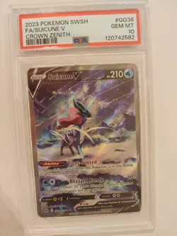 Pokemon TCG Suicune V GG38/GG70 Alternative Art Crown Zenith PSA 10 Gem Mint - Image 1