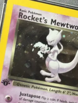 2000 POKEMON GYM CHALLENGE HOLO-1ST EDITION #14 ROCKETs MEWTWO PSA 7 Small Swirl - Image 3