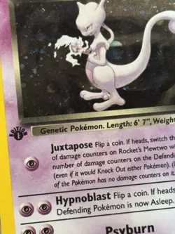 2000 POKEMON GYM CHALLENGE HOLO-1ST EDITION #14 ROCKETs MEWTWO PSA 7 Small Swirl - Image 5