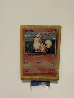 Growlithe 28/102 Holo Prism Vintage Pokemon Vending Golden Sticker Card 90's - Image 1