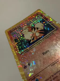 Growlithe 28/102 Holo Prism Vintage Pokemon Vending Golden Sticker Card 90's - Image 3