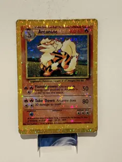 Arcanine 23/102 Holo Prism Vintage Pokemon Vending Sticker Card Collectors 90s - Image 1