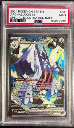 2024 POKEMON SURGING SPARKS SPECIAL ILLUSTRATION RARE ARCHALUDON EX #241 PSA 9 - Image 1