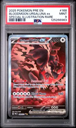 2025 POKEMON PRE EN-PRISMATIC EVOLUTIONS #168 BLOODMOON URSALUNA EX PSA 9 - Image 1