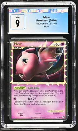 2010 POKEMON HEARTGOLD & SOULSILVER TRIUMPHANT #97 MEW-HOLO CGC [BLUE LABEL] 9 - Image 1