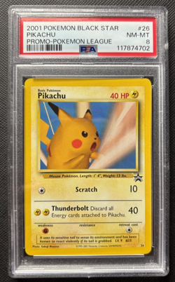 Snap Pikachu Black Star Promo 26 2001 Pokemon League 2001 PSA 8 - Image 1