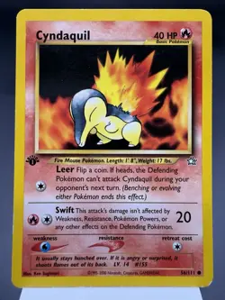 Cyndaquil 56/111 - 1st Edition - Neo Genesis Pokemon Card PLAYED - Image 1