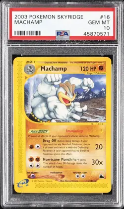 2003 POKEMON SKYRIDGE #16 MACHAMP PSA 10 - Image 1