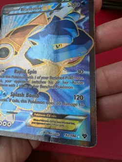 Blastoise EX 142/146 XY Base Set Full Art Pokemon Card Played Condition - Image 4