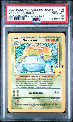 2021 Pokemon Celebrations Classic Collection #15 Venusaur-Holo PSA 10 - Image 1