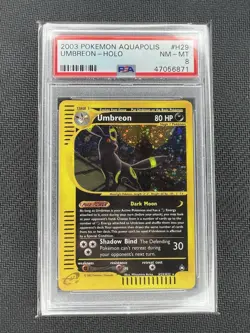 2003 Pokemon Aquapolis Umbreon Holo H29/ H32 PSA NM-MT 8 Swirl!! Beautiful! - Image 1