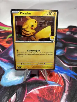 Pikachu 051 /162 Stamped 2026 Pokemon Day 30th Anniversary Promo Cosmos w/ SWIRL - Image 1