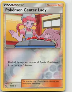 Pokemon Pokemon Center Lady 64/68 UC Hidden Fates Reverse Holo NM - Image 1