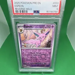 Pokemon Espeon Reverse Holo PSA Graded Lot 2025 Pre EN #033 3 Cards - Image 2