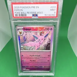 Pokemon Espeon Reverse Holo PSA Graded Lot 2025 Pre EN #033 3 Cards - Image 4
