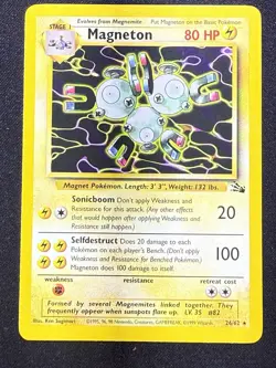 Pokemon TCG Magneton Fossil Card 26/62 Unlimited Non-Holo Rare, LP Condition - Image 1