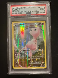 PSA 9 Mew Full Art Holo XY110 Black Star Promo 2016 Pokemon English Mint - Image 1