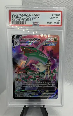 Pokemon Rayquaza VMAX TG20 Silver Tempest Full Art PSA 10 Holo 2022 - Image 1