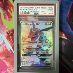 2018 POKEMON SUN & MOON CELESTIAL STORM 177a FULL ART/RAYQUAZA GX 2019 PSA 9 - Image 1