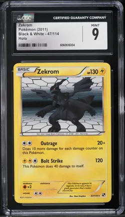 CGC 9 Zekrom Holo Rare Black & White 2011 Pokemon Card #47 - Image 1