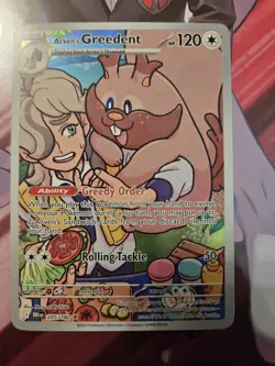 Pokemon TCG Arven's Greedent Destined Rivals Illustration Rare Card 205/182 NM - Image 1