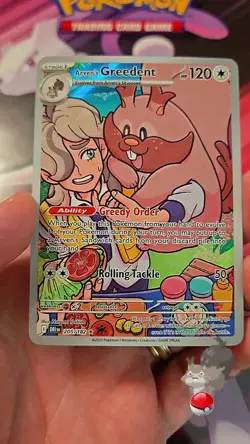Pokemon TCG Arven's Greedent Destined Rivals Illustration Rare Card 205/182 NM - Image 2