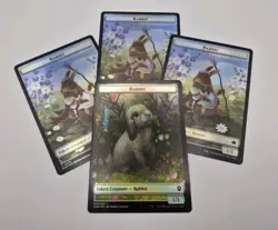 4x FOIL Rabbit Tokens - Double Sided - Flowerfoot Swordmaster / Treasure MTG Lot - Image 1