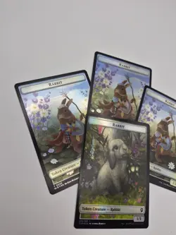 4x FOIL Rabbit Tokens - Double Sided - Flowerfoot Swordmaster / Treasure MTG Lot - Image 2