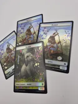 4x FOIL Rabbit Tokens - Double Sided - Flowerfoot Swordmaster / Treasure MTG Lot - Image 3