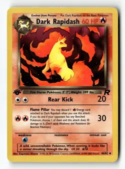 Pokemon Card Dark Rapidash LP Team Rocket 1st Edition Uncommon 44/82 - Image 1