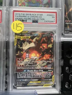 Pokemon TCG SM201 Reshiram Charizard GX 2019 Black Star Promo PSA 1 PR - Image 1