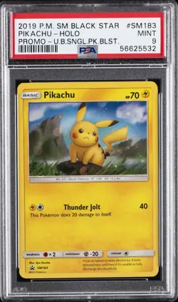 2019 POKEMON SM BLACK STAR PROMO #SM183 PIKACHU-HOLO PSA 9 - Image 1