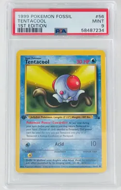 1999 Pokemon Fossil First Edition Mint Tentacool 56/62 PSA 9 - Image 1