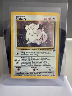 Pokemon TCG Clefairy Card 6/130 Base Set 2 Holo Unplayed Rare NM Mint - Image 1